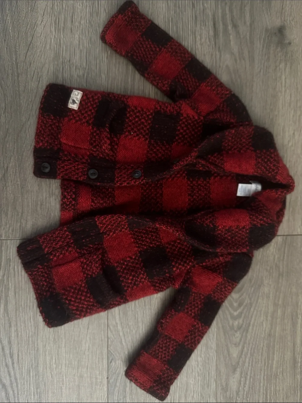 Ralph Lauren Red & Black Plaid Pea Coat for Kids